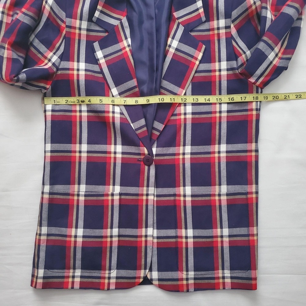 Pendleton Women's Vintage Red Blue Tartan Plaid Blazer Jacket Top Size Petite - Picture 10 of 12